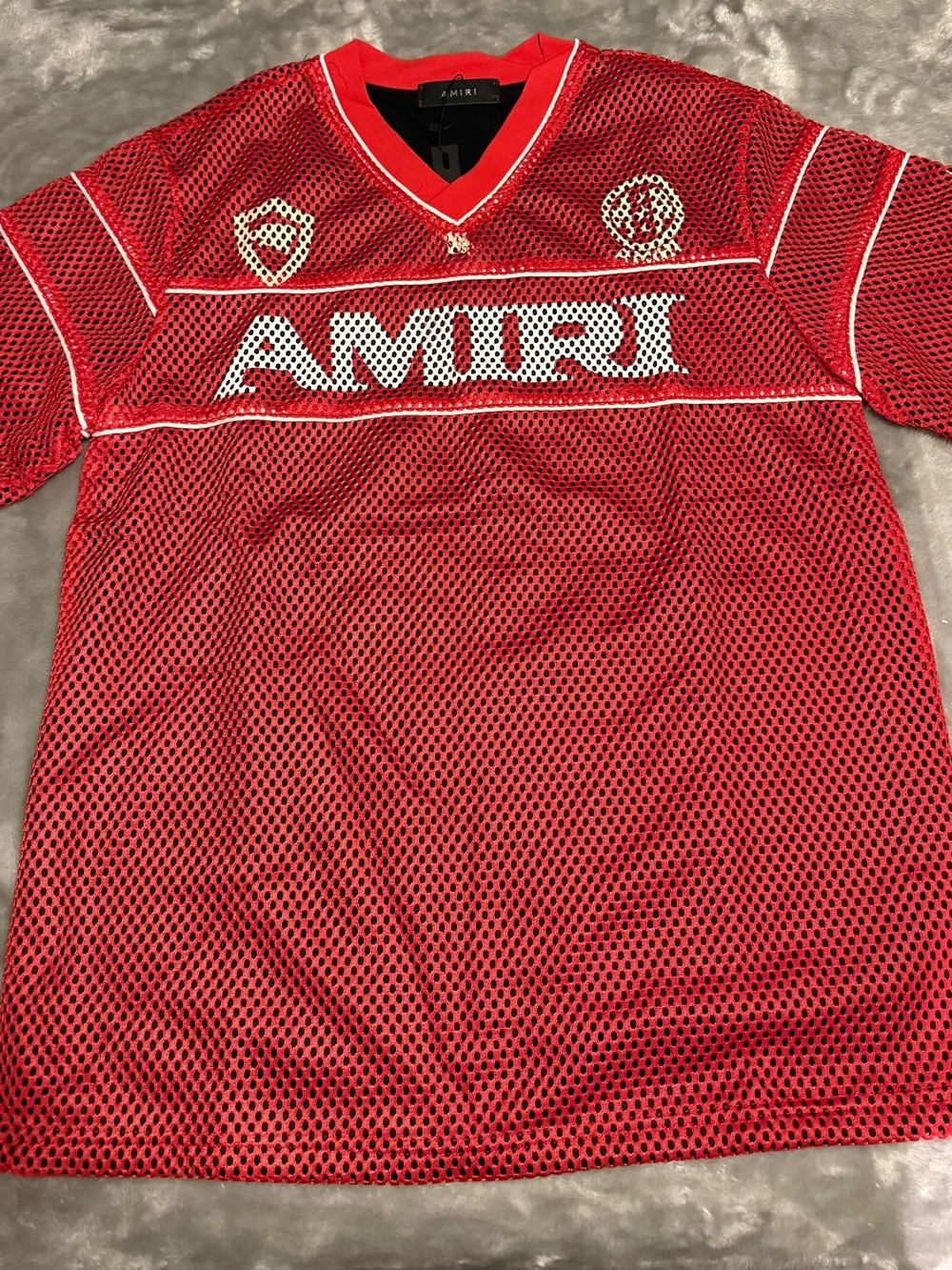 AMIRI Men Red Mesh Logo Athletic Jersey